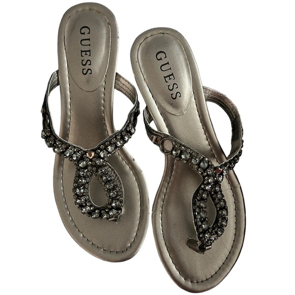 Guess Shoes - NIB - Guess Embellished Sandals size 5.5 Pewter